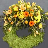 Trauerkranz sommerlich in Gelb