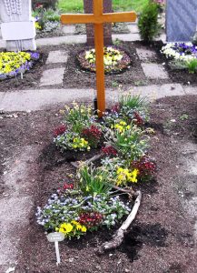 Einzelwahlgrab nach ca. einem Jahr - Einpflanzung ohne Grabstein